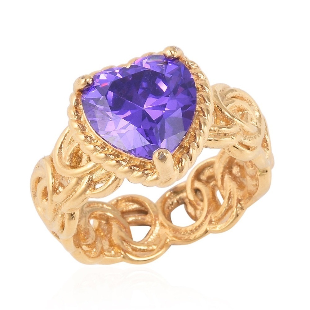 Purple HEART CZ  Diamond RING NWTS